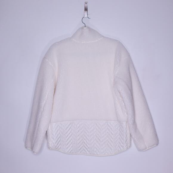 ATHLETA Cozy Sherpa Snap Pullover Sweatshirt White Oversized Filled Women's S - Picture 3 of 11